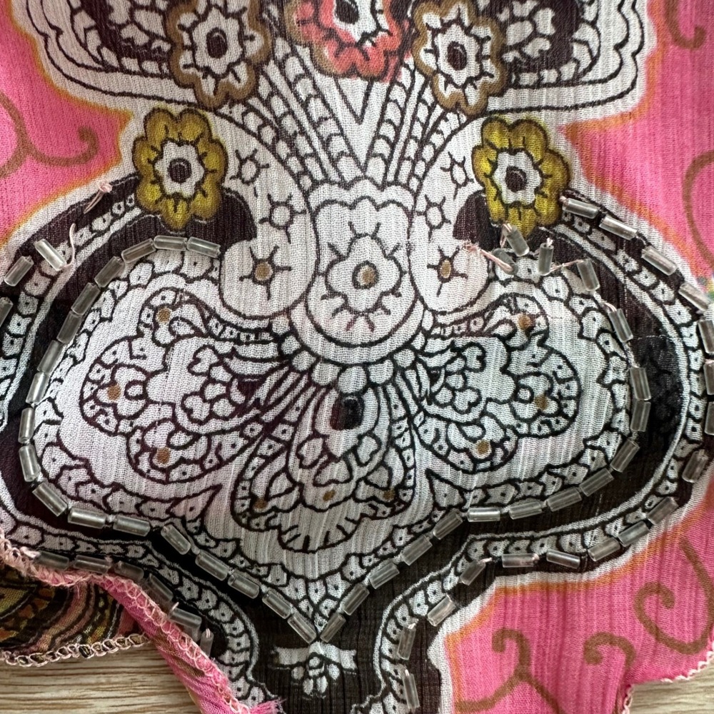 Cdc Boho Paisley Patchwork Beaded Halter Dress Ha… - image 6